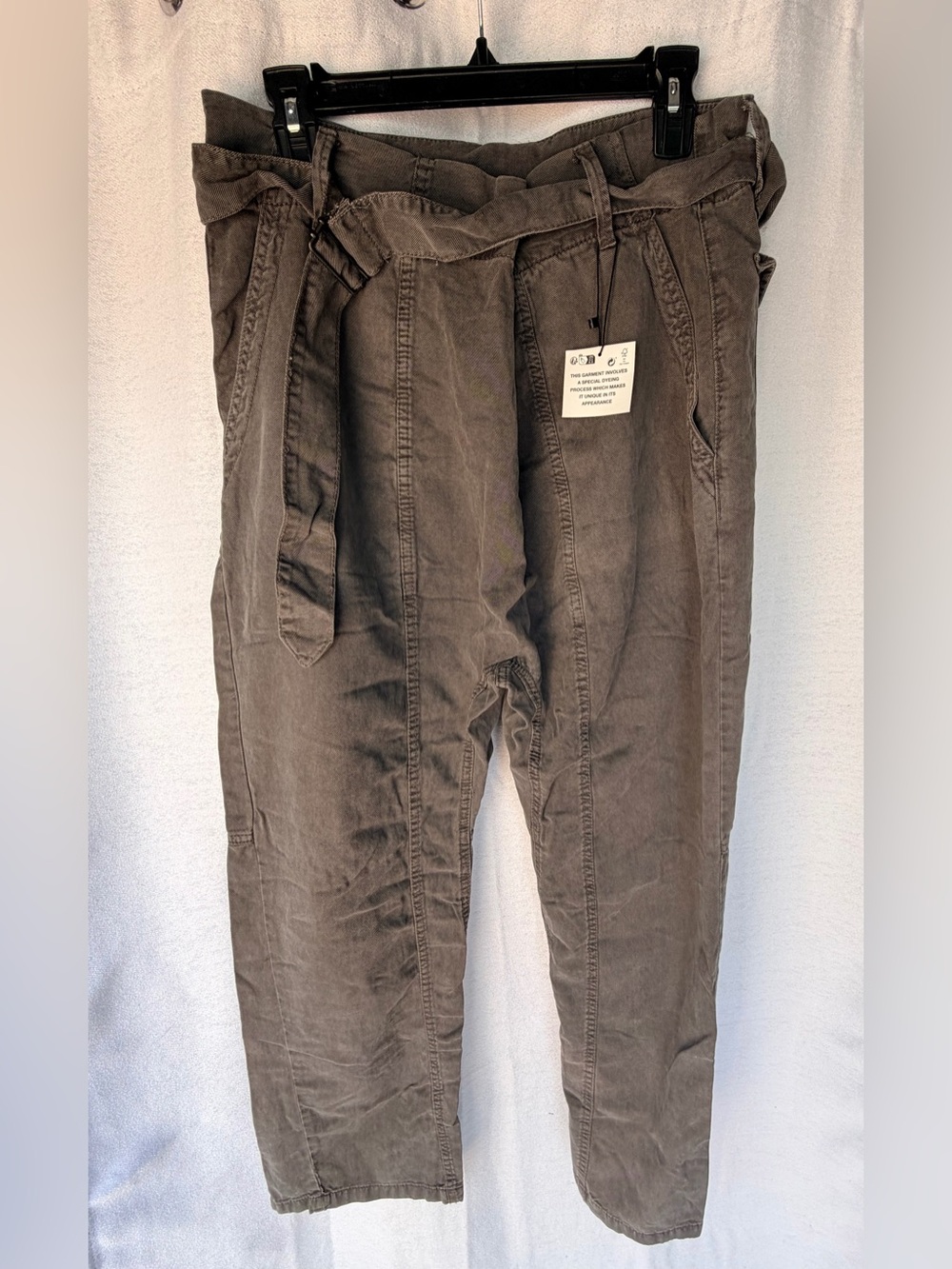 Zara Women's Olive-Taupe Paperbag Waist Chinos